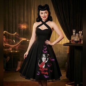 Collectif Black 'Blood Thirsty' Fit & Flare Dress